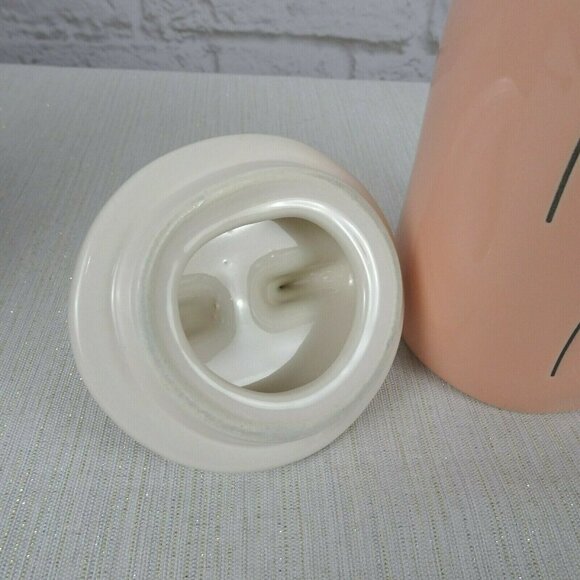 New RAE DUNN Rainbow 🌈 Figural Coffee Mug Human Kind Blush Pink With Lid Decor - Picture 5 of 12